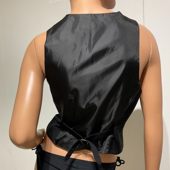 New York & Company women Black Vest 14 button up tuxedo office business casual - Picture 2 of 16